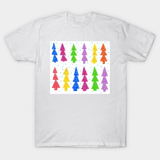 Festive Christmas Trees in Rainbow Colors T-Shirt